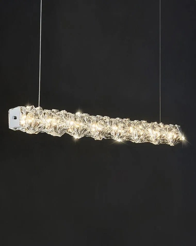 Long Lustre Suspension LED en Verre Haut de Gamme