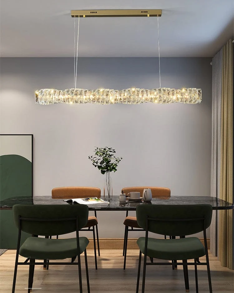 Long Lustre Suspension LED en Verre Haut de Gamme