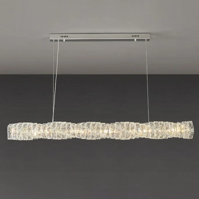 Long Lustre Suspension LED en Verre Haut de Gamme