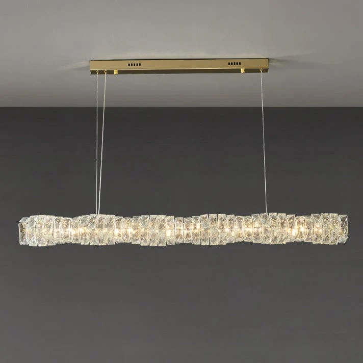 Long Lustre Suspension LED en Verre Haut de Gamme