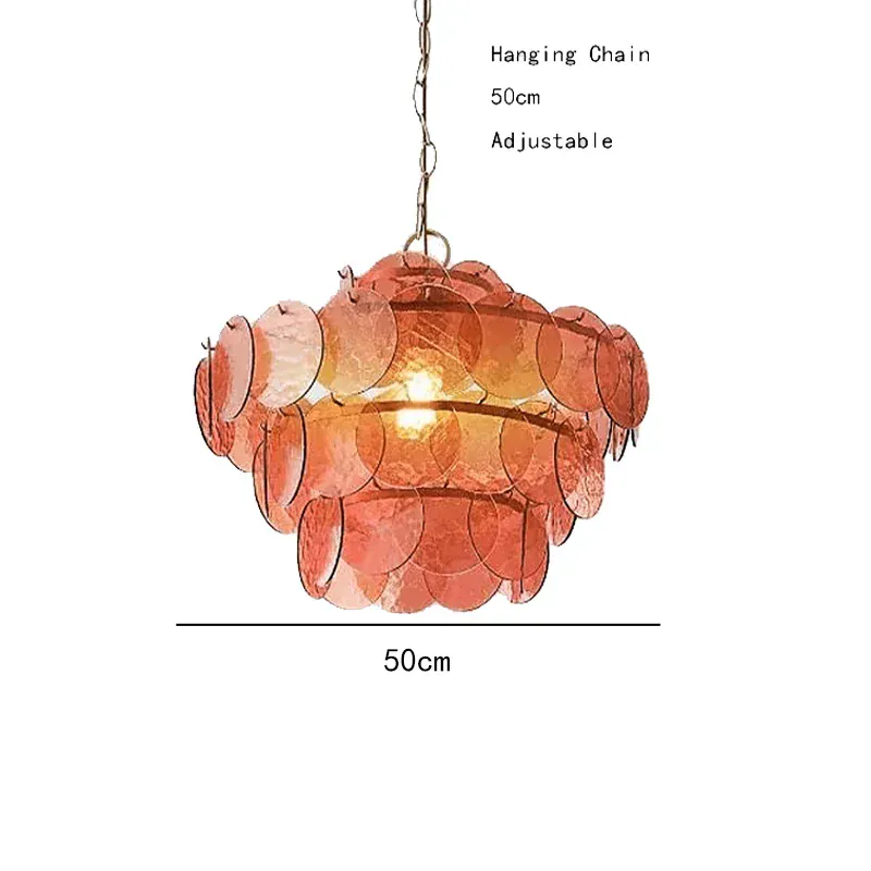 Lustre en écailles rouge en verre au style rétro