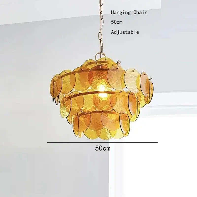 Lustre en écailles rouge en verre au style rétro