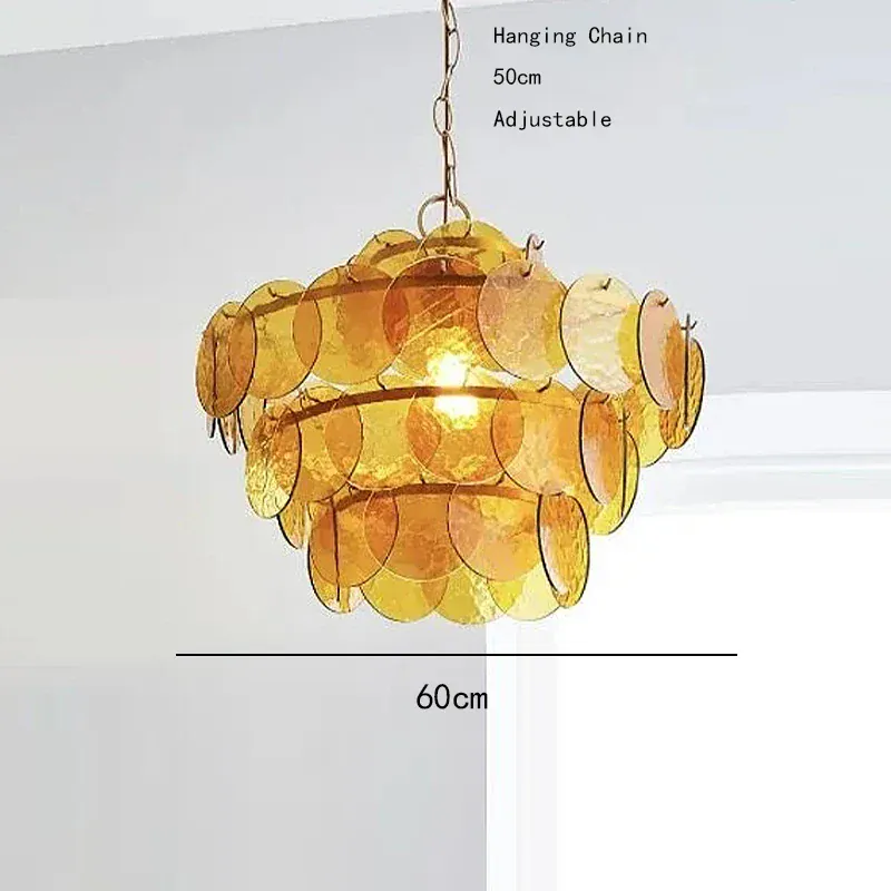 Lustre en écailles rouge en verre au style rétro