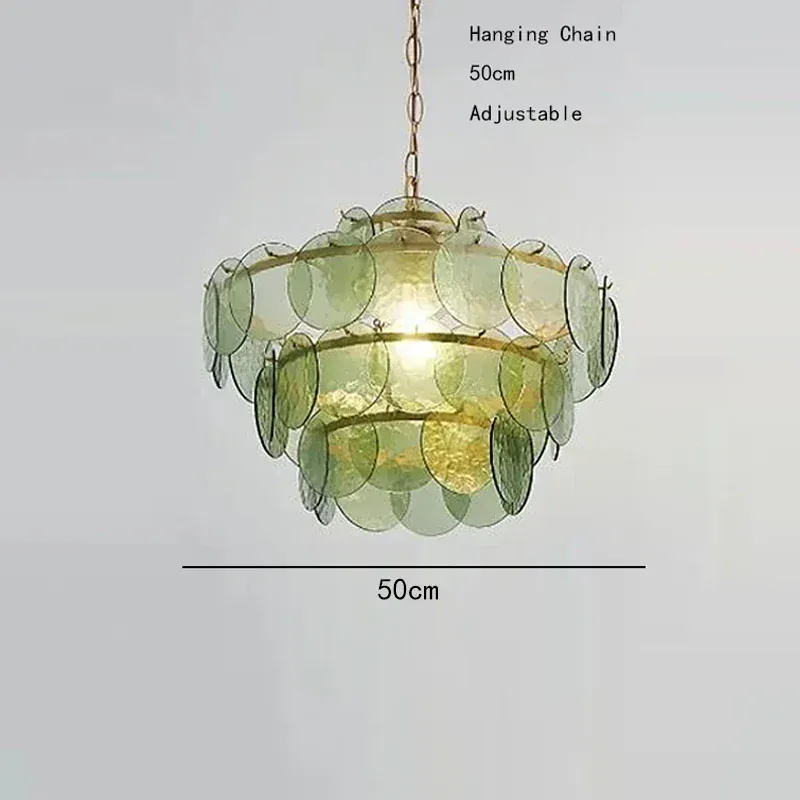 Lustre en verre bleu au style rétro