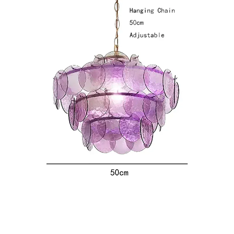 Lustre en verre bleu au style rétro