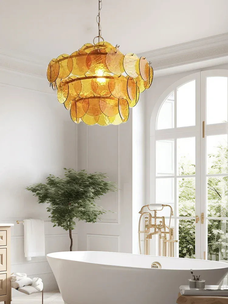 Lustre rond en verre au style rétro