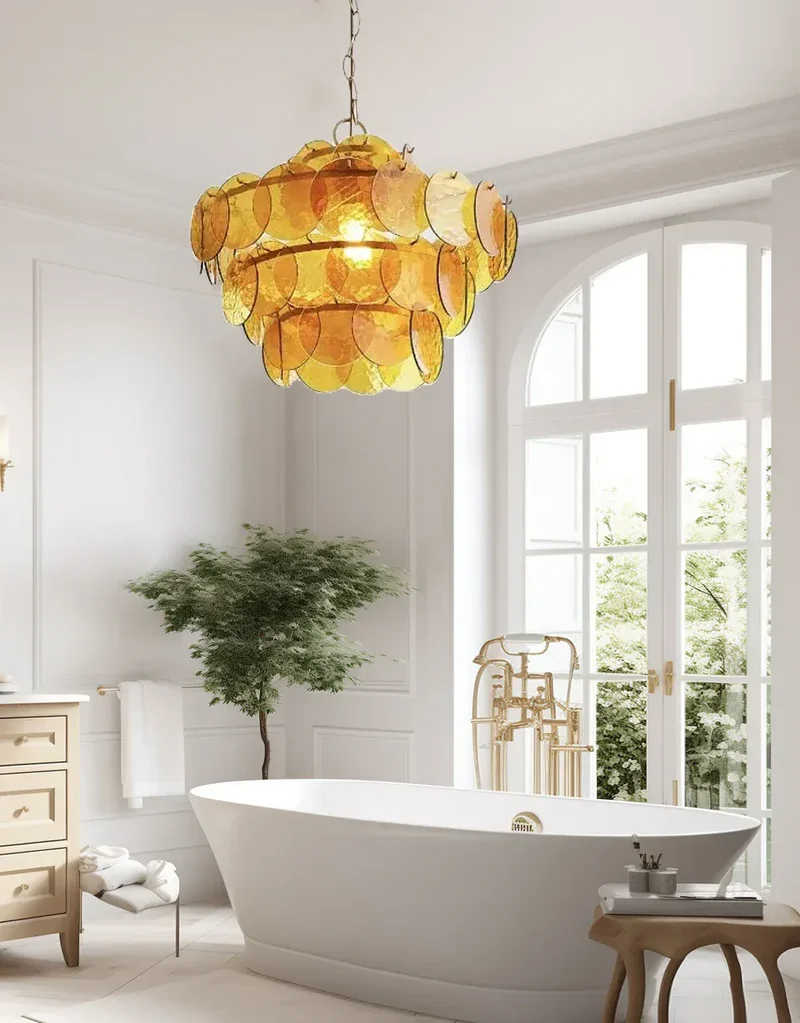 Lustre rond en verre au style rétro