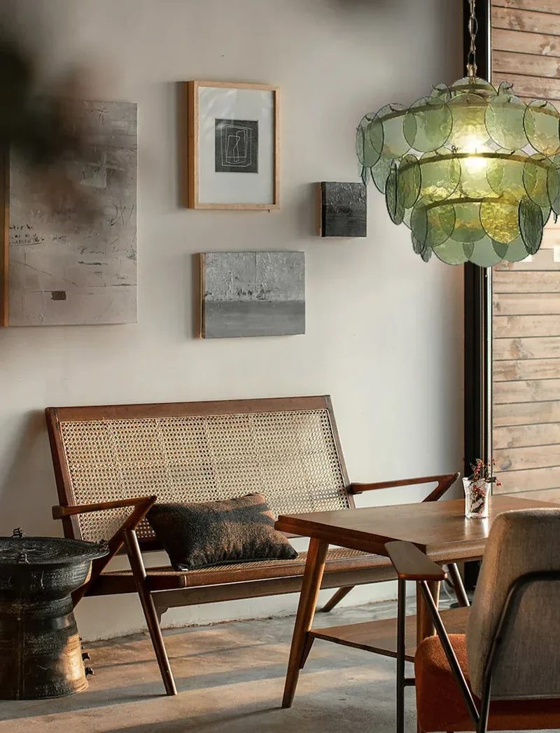 Lustre rond en verre au style rétro