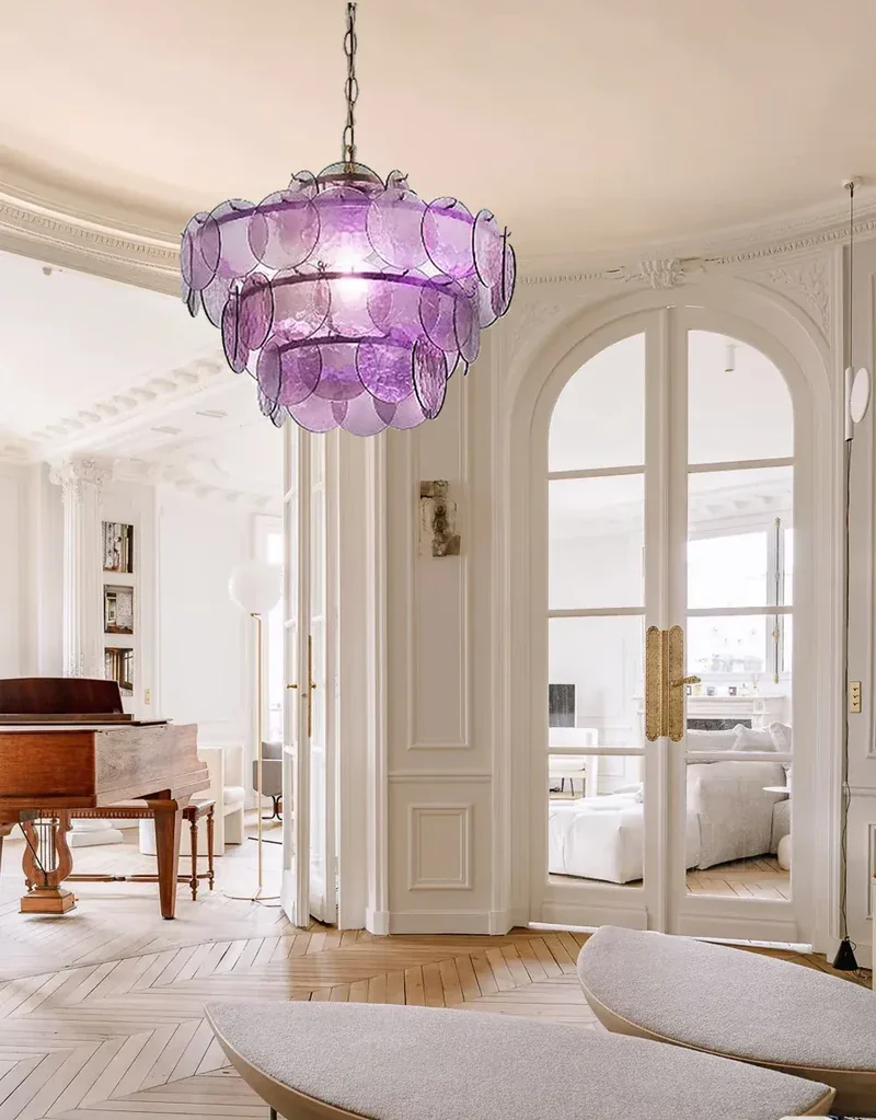 Lustre rond en verre au style rétro