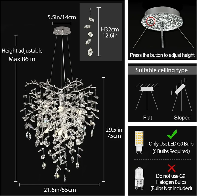 Lustre Design pour Salon et Haut Plafond