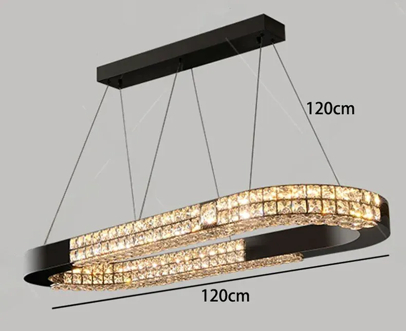 Grand lustre long en verre design pour salle a manger