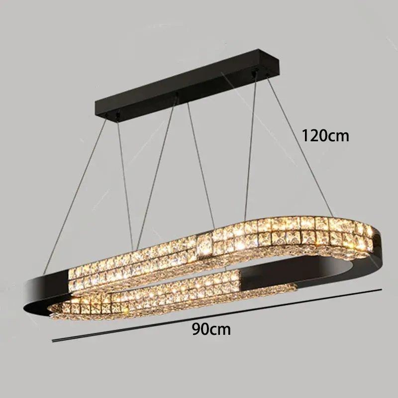 Grand lustre long en verre design pour salle a manger