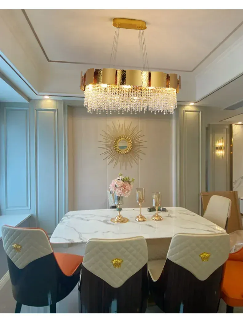 Luxury Stainless Steel Crystal Chandelier Living Dining Room Bedroom Light Simple Model House Villa Hotel Lobby Designer Lamp
