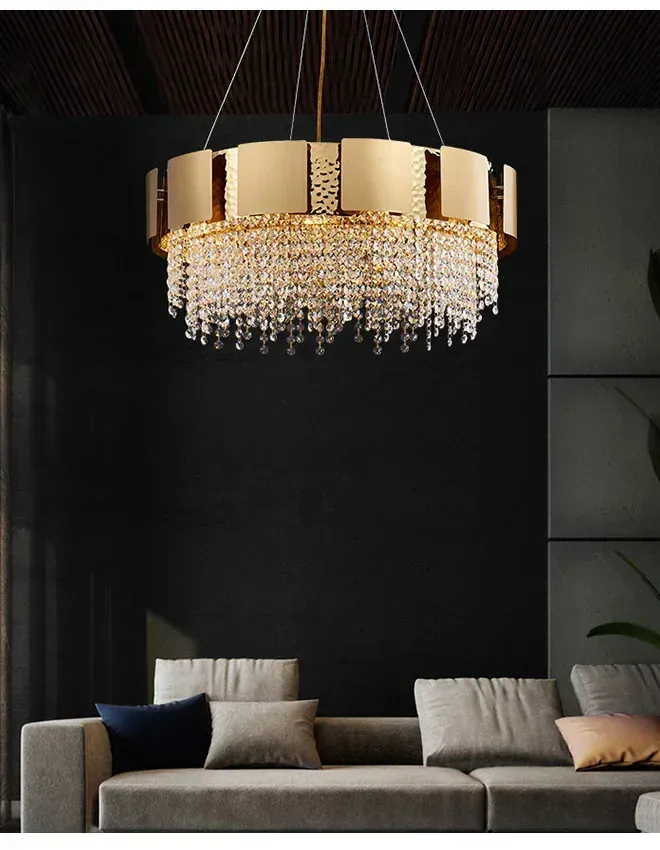 Luxury Stainless Steel Crystal Chandelier Living Dining Room Bedroom Light Simple Model House Villa Hotel Lobby Designer Lamp