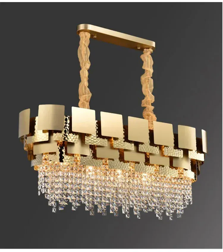 Luxury Stainless Steel Crystal Chandelier Living Dining Room Bedroom Light Simple Model House Villa Hotel Lobby Designer Lamp