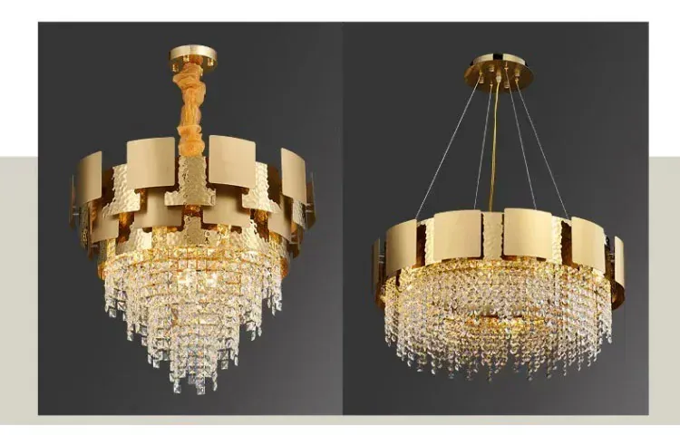 Luxury Stainless Steel Crystal Chandelier Living Dining Room Bedroom Light Simple Model House Villa Hotel Lobby Designer Lamp