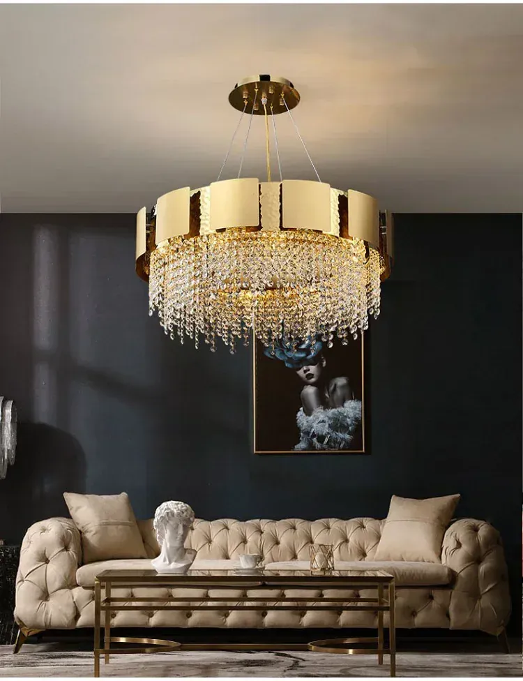 Luxury Stainless Steel Crystal Chandelier Living Dining Room Bedroom Light Simple Model House Villa Hotel Lobby Designer Lamp
