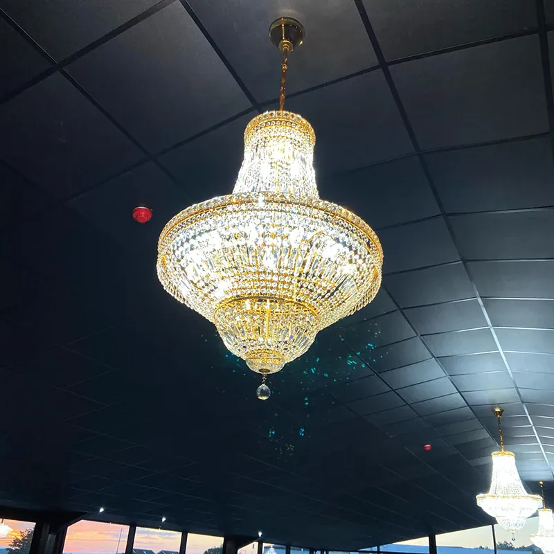 French Empire Gold Crystal Chandelier For Living Room Small Hanging Lamp For Dining Room Kitchen Island Hanging Light Fixture