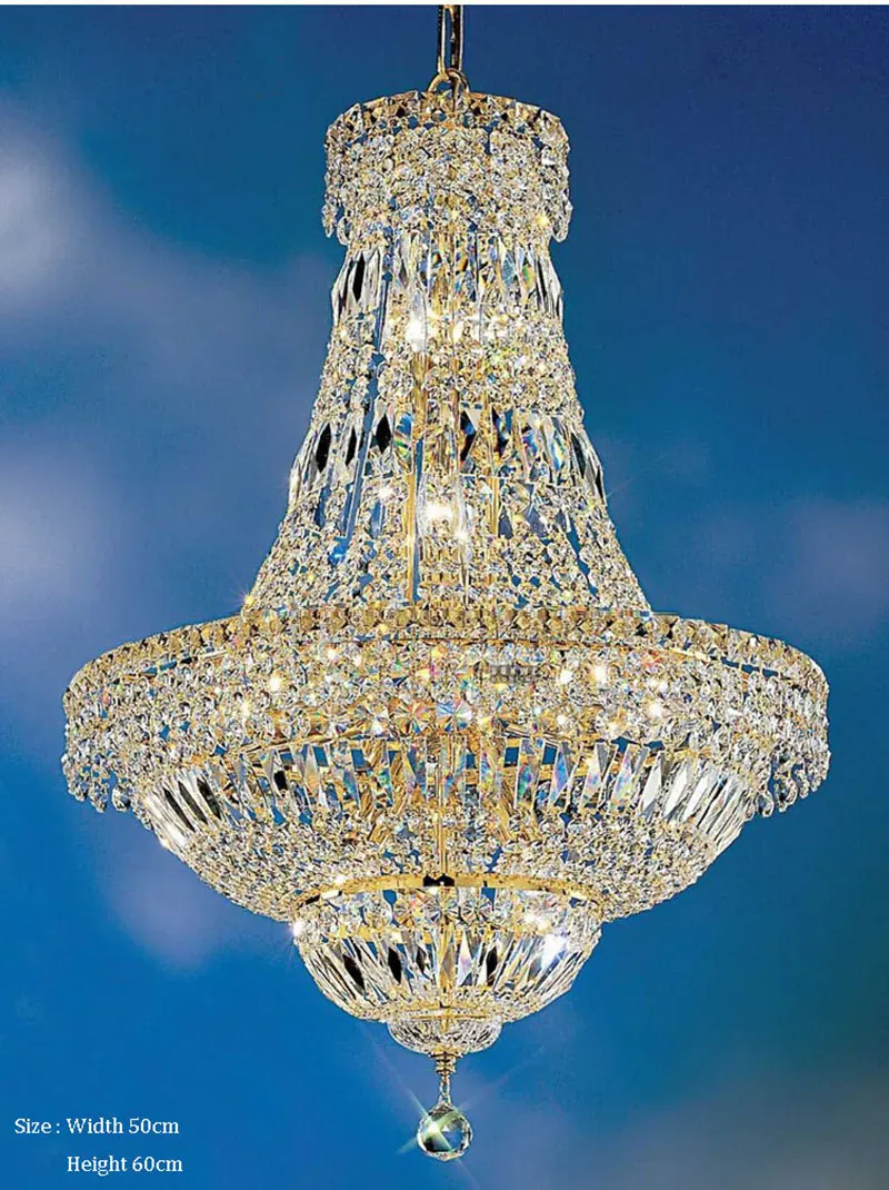 French Empire Gold Crystal Chandelier For Living Room Small Hanging Lamp For Dining Room Kitchen Island Hanging Light Fixture