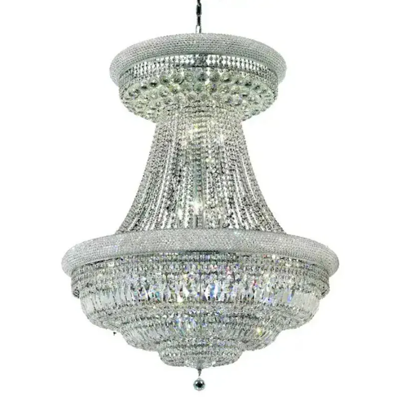 Empire Large Chrome Crystal Chandelier for Foyer Staircase Lobby Modern Cristal Ceiling Lamp Home Decor Haning Light Fixture