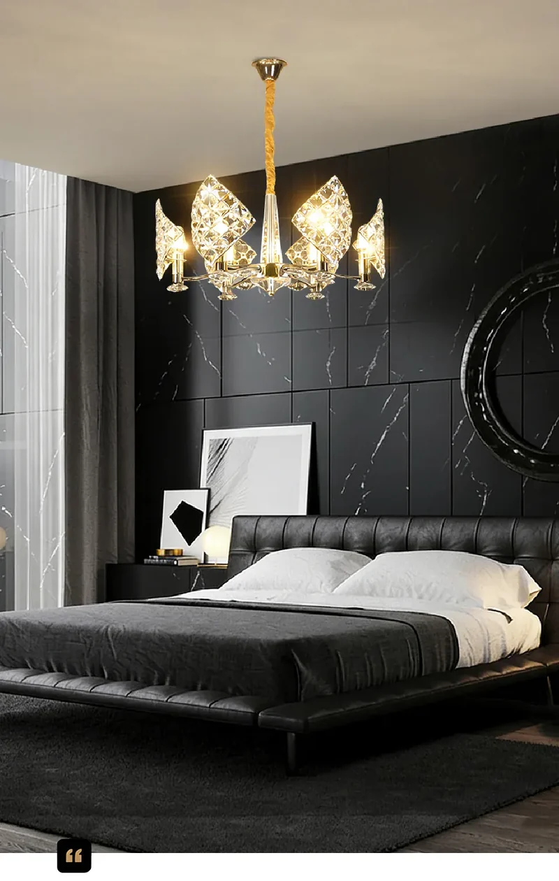 Modern Luxury K9 Crystal LED Chandelier Nordic Dimmable Ceiling Lamp Pendant Hanging Light Fixture For Living Room Bedroom Hotel Kitchen Dining Room Corridor Villa Apartment Indoor Home Decoration