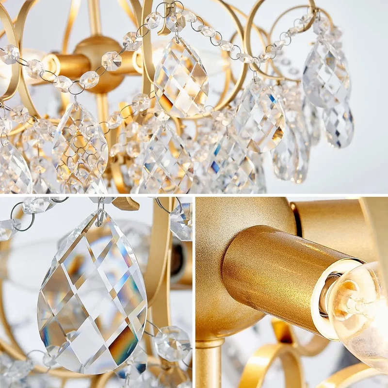 Lustre années 70 avec pendentifs en cristal