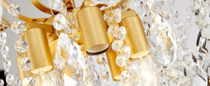 Lustre années 70 avec pendentifs en cristal
