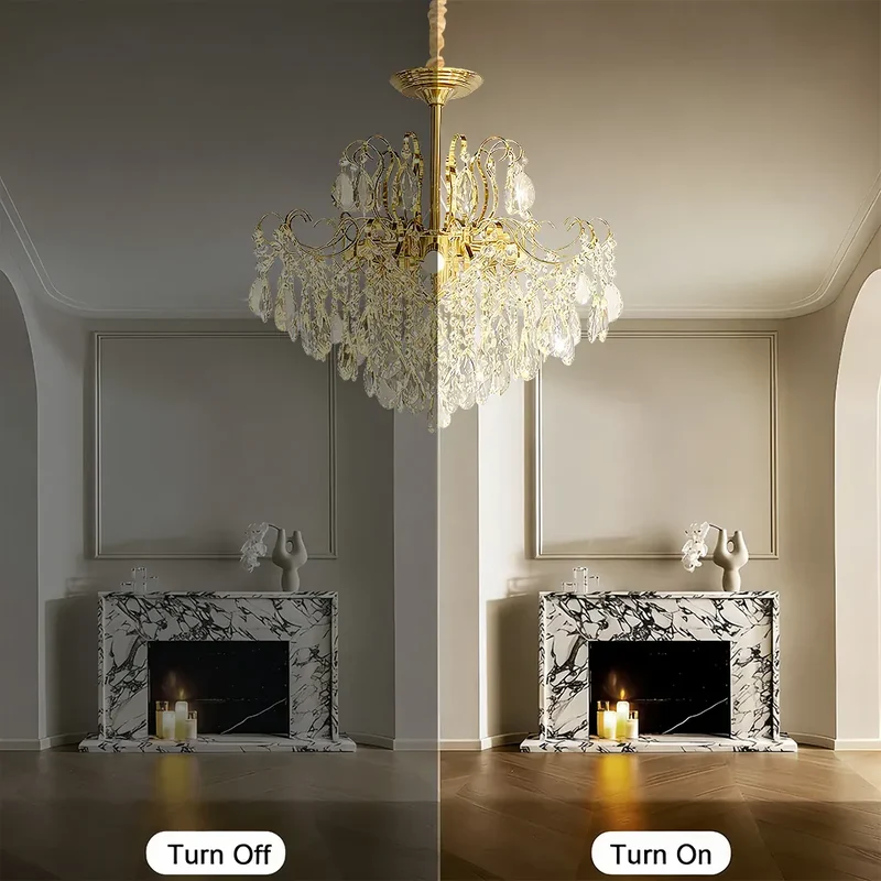 Lustre années 70 avec pendentifs en cristal