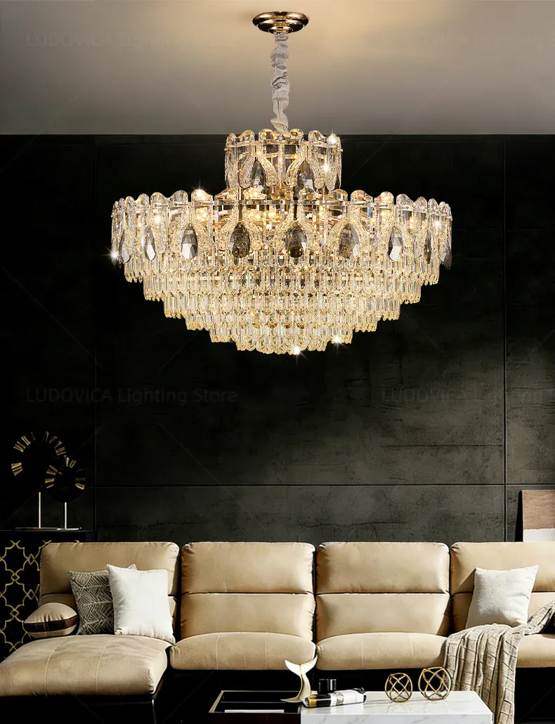 Lustre de luxe en verre haut de gamme