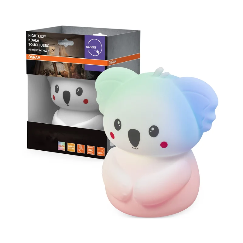 Veilleuse LED OSRAM NIGHTLUX TOUCH Koala USB RGBW multicolore à piles 0,70 W