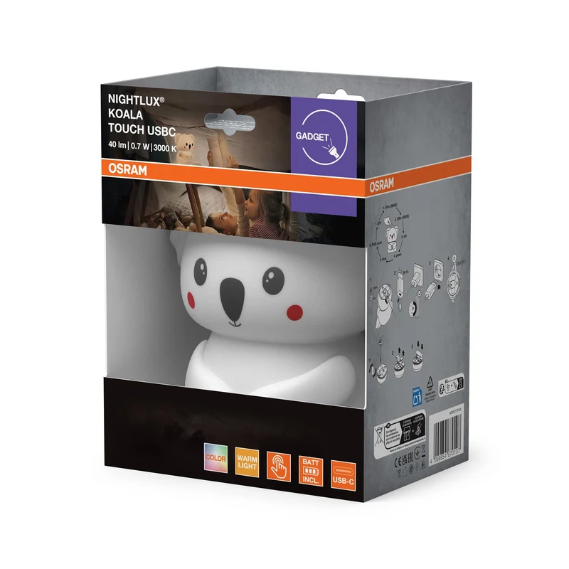 Veilleuse LED OSRAM NIGHTLUX TOUCH Koala USB RGBW multicolore à piles 0,70 W