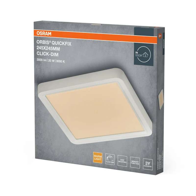 OSRAM Orbis Quickfix Plafonnier carré 245x245 mm 20W Click-Dim Blanc