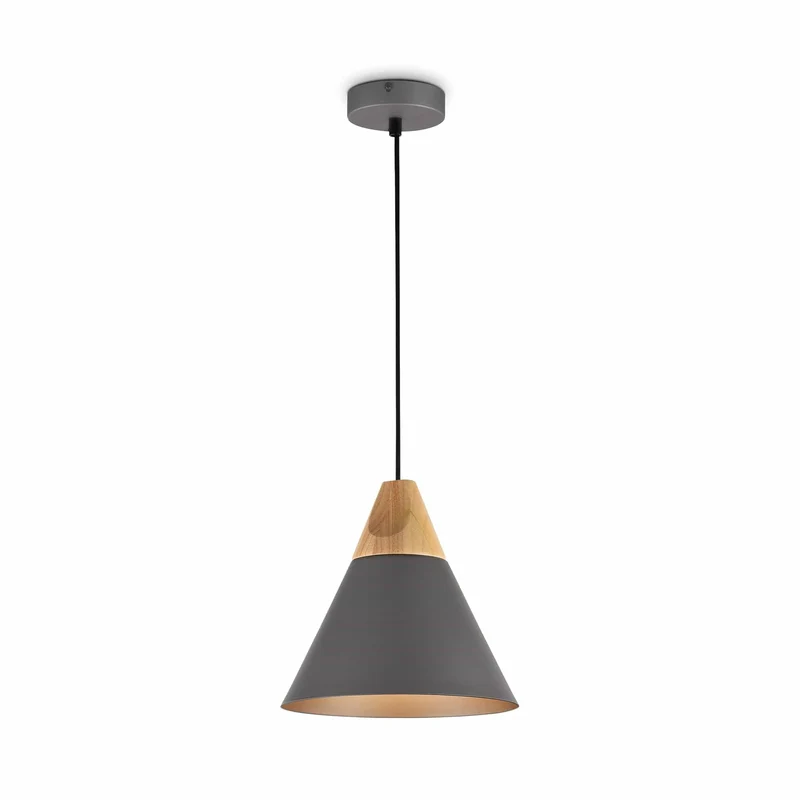 Suspension Bois Metal Noir
