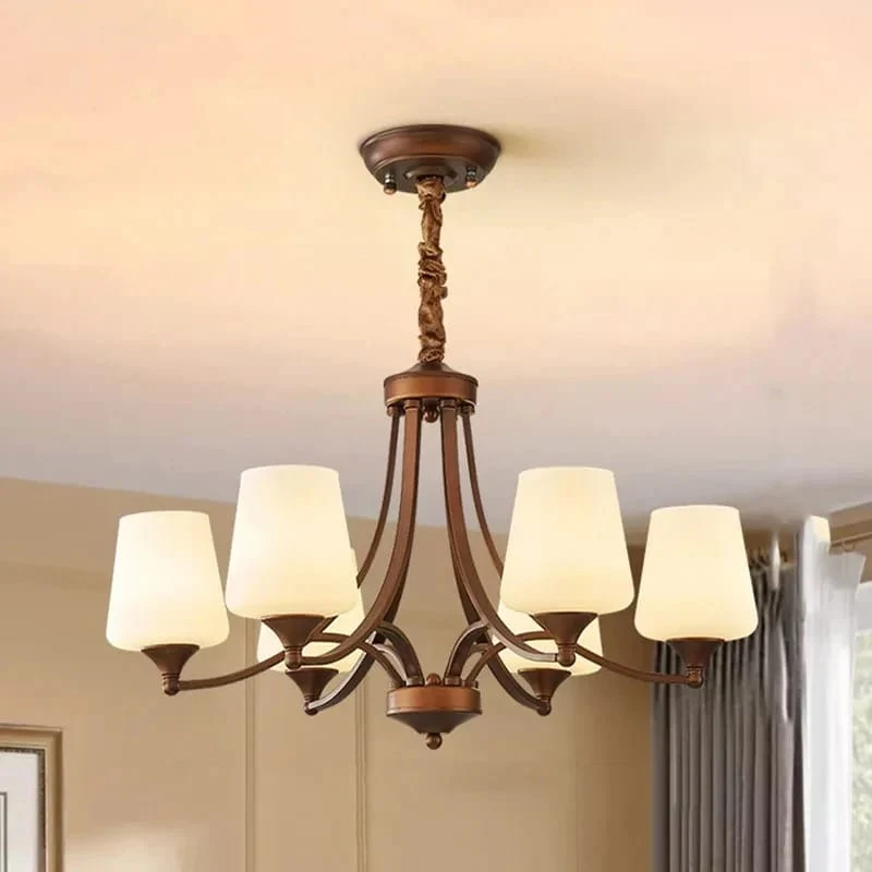 Lustre en bois chandelier LED