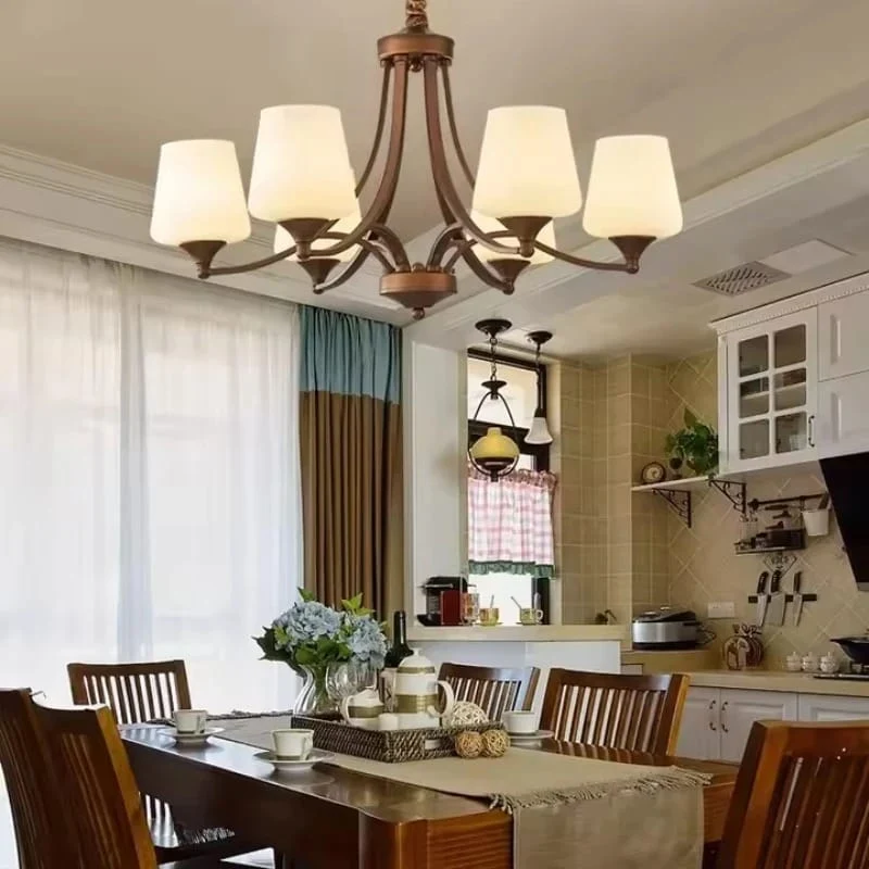 Lustre en bois chandelier LED