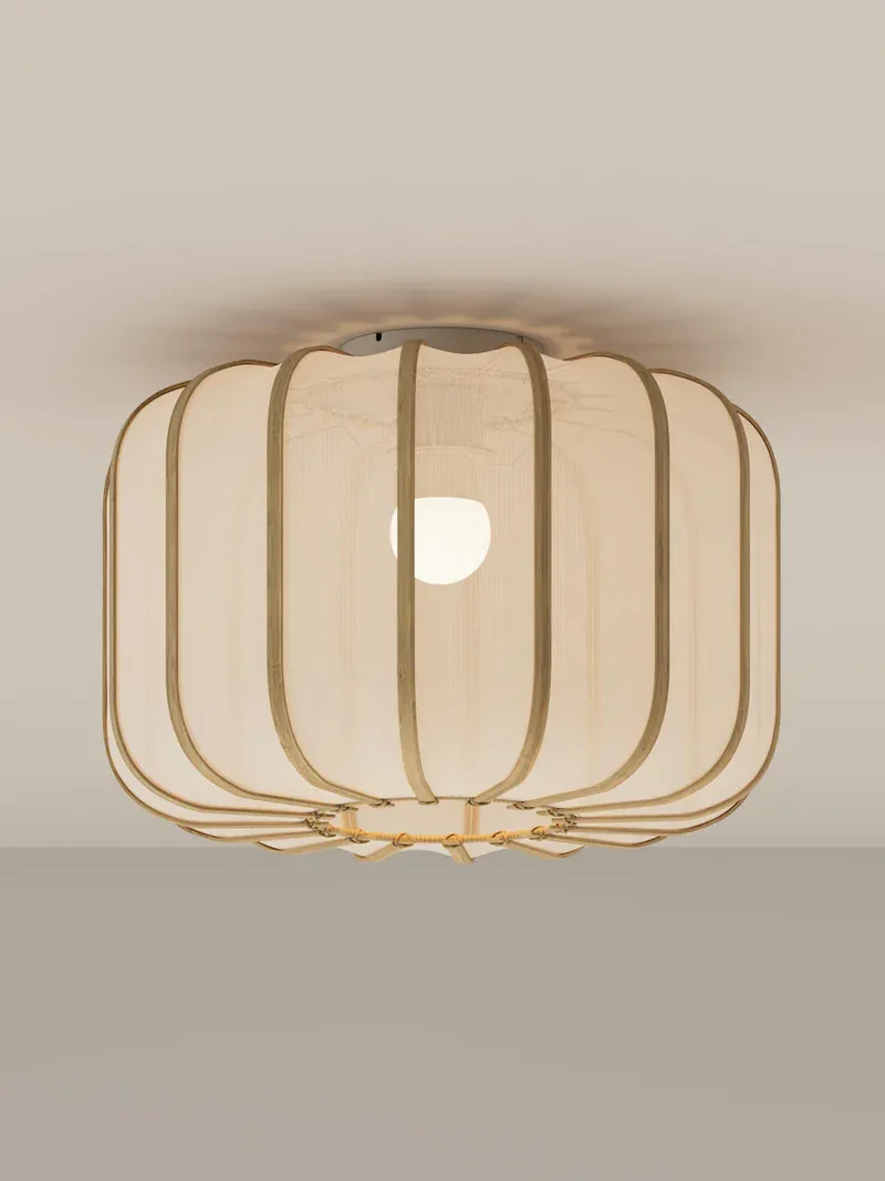 Plafonnier bambou tissu