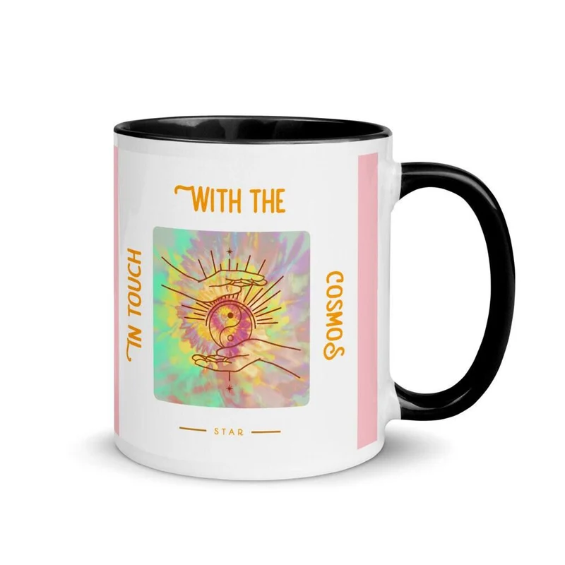 En contact avec Cosmos Mug avec couleur à l’intérieur, Espace extra-atmosphérique, Voie lactée, Tasse spirituelle, Cosmos
