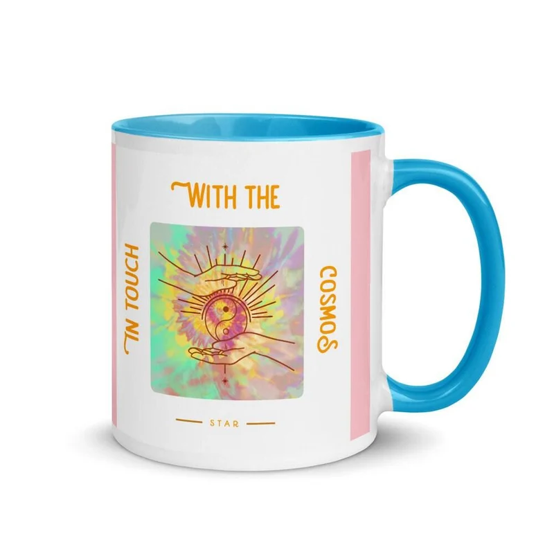 En contact avec Cosmos Mug avec couleur à l’intérieur, Espace extra-atmosphérique, Voie lactée, Tasse spirituelle, Cosmos