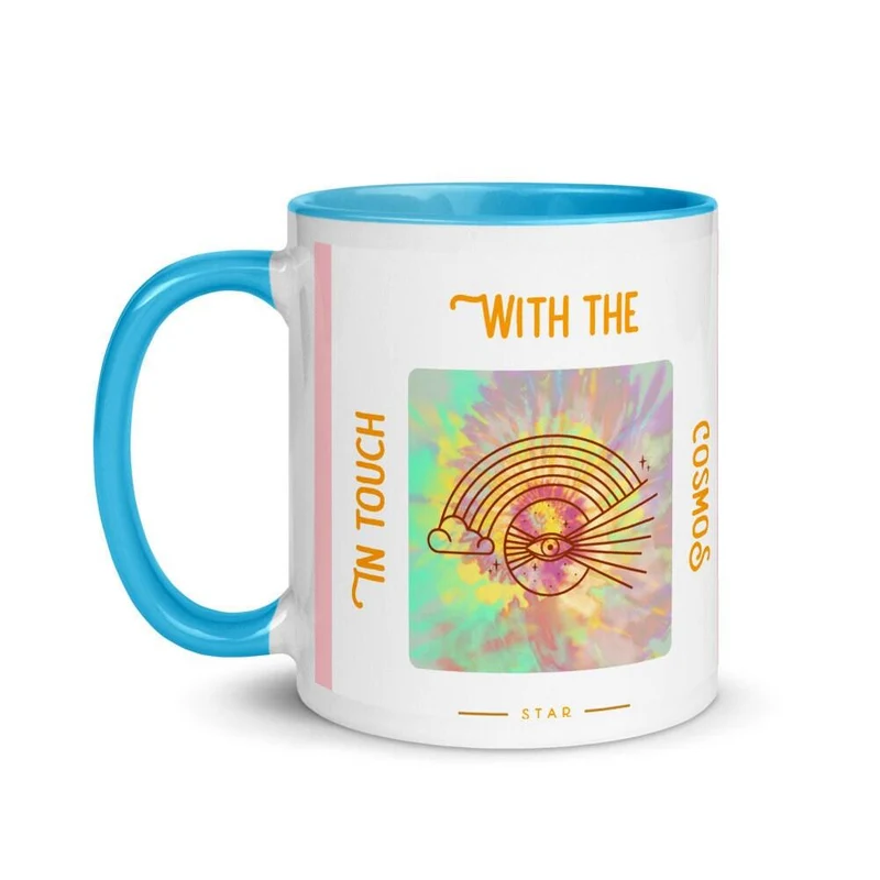 En contact avec Cosmos Mug avec couleur à l’intérieur, Espace extra-atmosphérique, Voie lactée, Tasse spirituelle, Cosmos