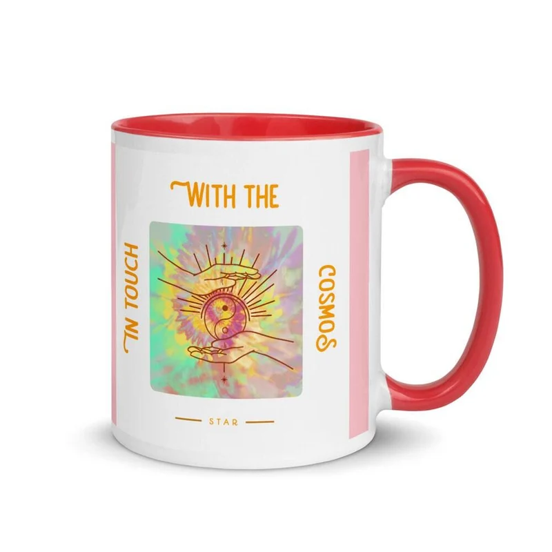 En contact avec Cosmos Mug avec couleur à l’intérieur, Espace extra-atmosphérique, Voie lactée, Tasse spirituelle, Cosmos