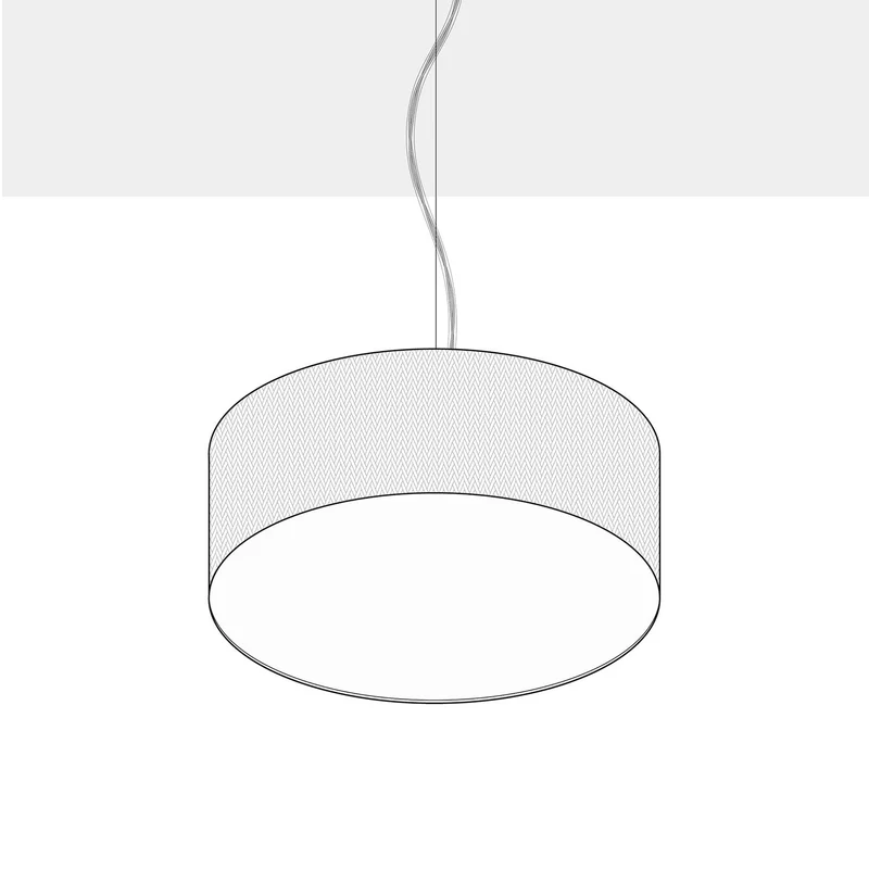 Suspension avec abat-jour en tissu Cylindre Medium - Fabriqué en Italie - Laine Sable