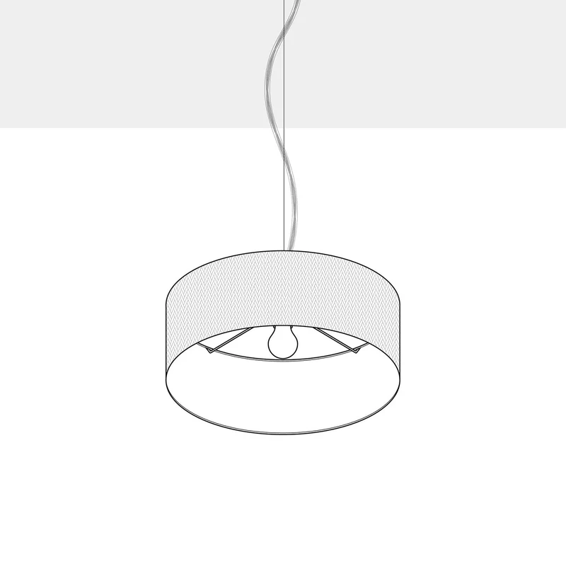 Suspension avec abat-jour en tissu Cylindre Small - Fabriqué en Italie - Laine Sable