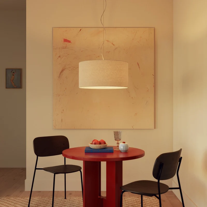 Abat-jour Cylindre XL en tissu avec douille E27 - Fabriqué en Italie - Laine Sable