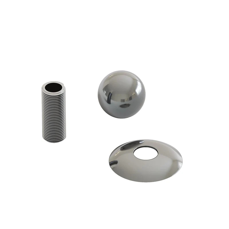 Sphère décorative terminale en métal chromé Ø 20 mm - Filetage borgne M10x1 avec bague