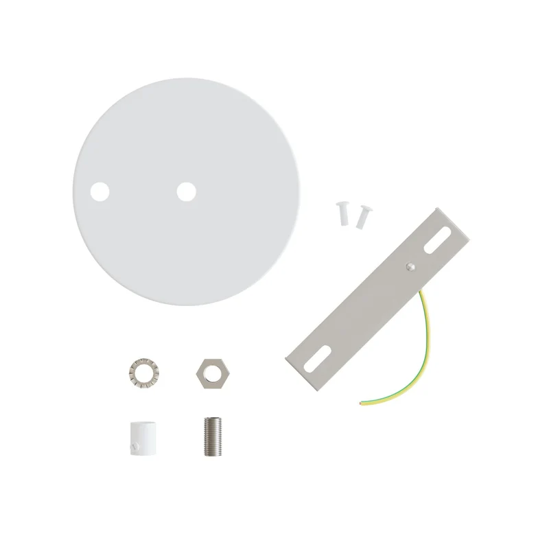 Kit Pavillon cylindrique en métal Ø 120 mm avec 2 trous, central et décentré - Blanc mat