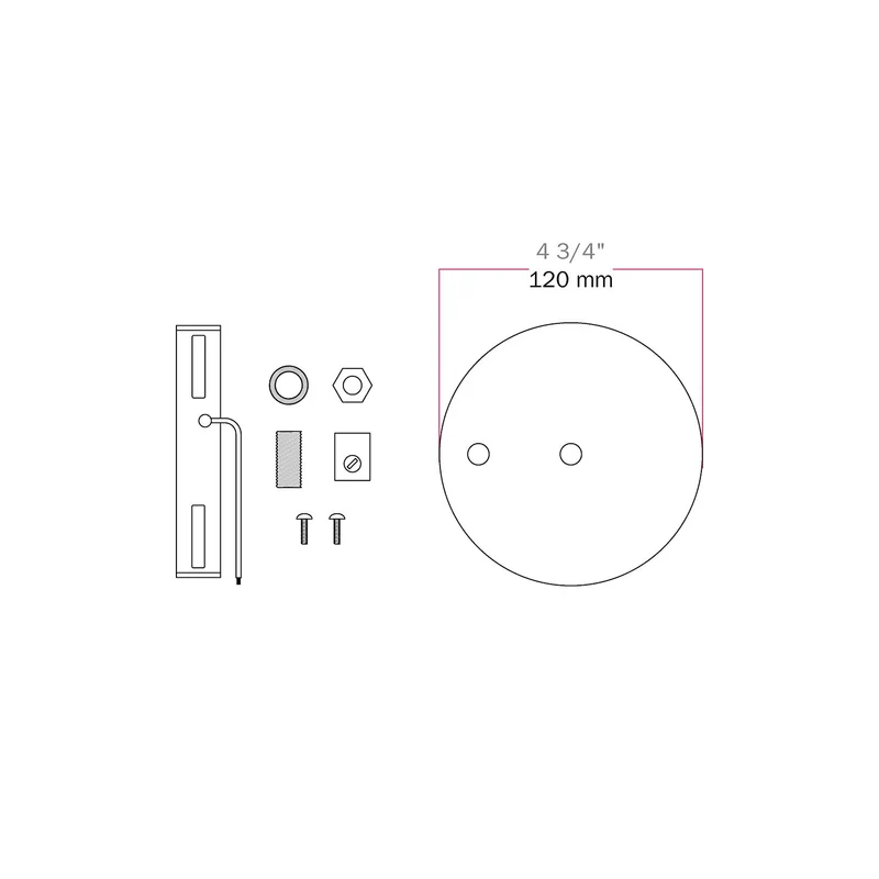 Kit Pavillon cylindrique en métal Ø 120 mm avec 2 trous, central et décentré - Blanc mat