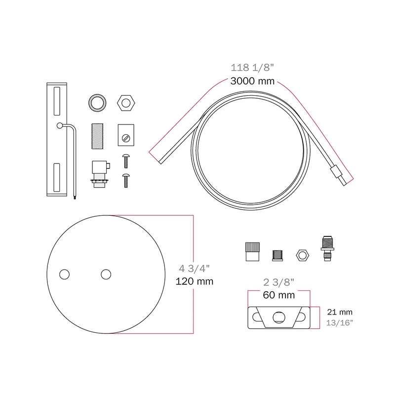 Kit Pavillon Ø 120 mm avec suspension en acier et équilibreur millimétrique - Noir Mat
