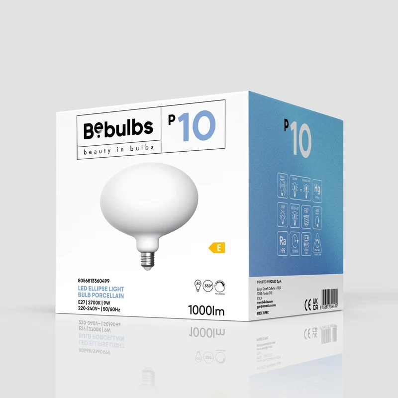 Ampoule LED Elliptique Effet Porcelaine CRI 95 E27 9W 1000Lm 2700K Dimmable - P10