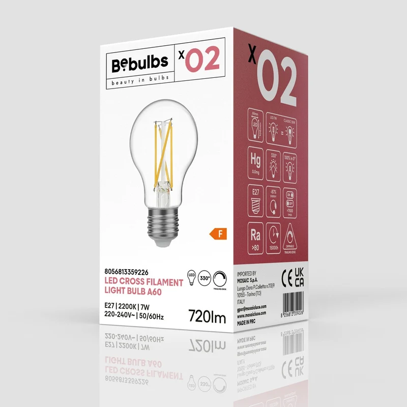 Ampoule LED à filament croisé Goutte A60 7W 720 lm E27 2200K dimmable - X02