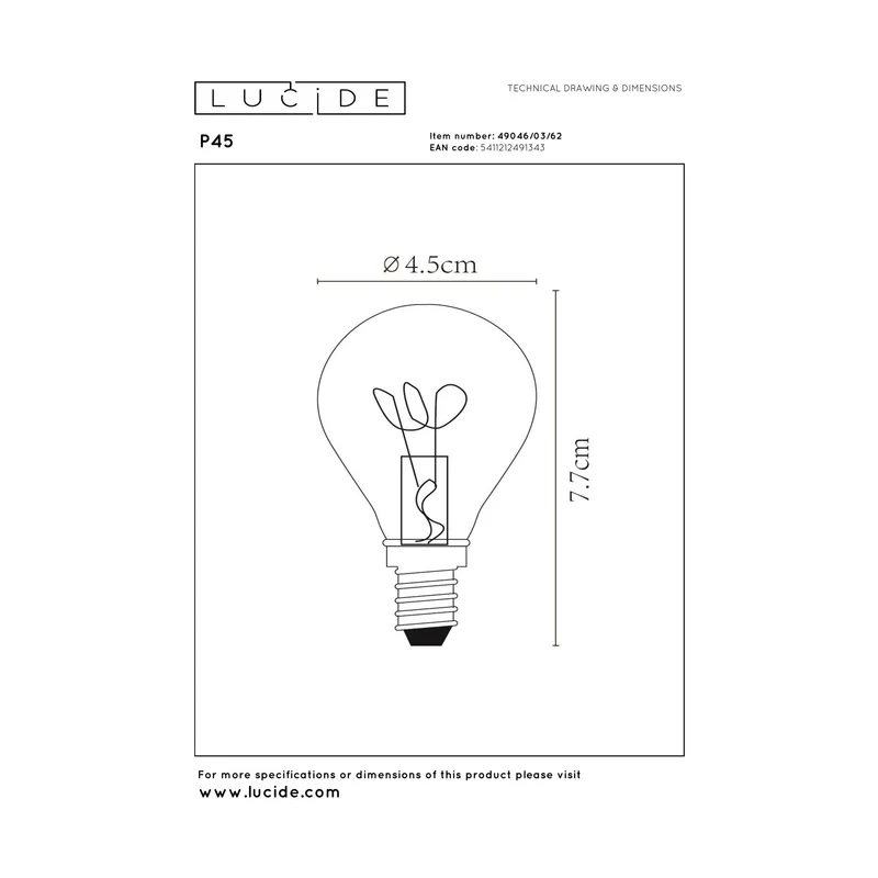 Lucide LED Filament Bulb E14 P45 Amber - 200lm 2200K - 3-Step Dim